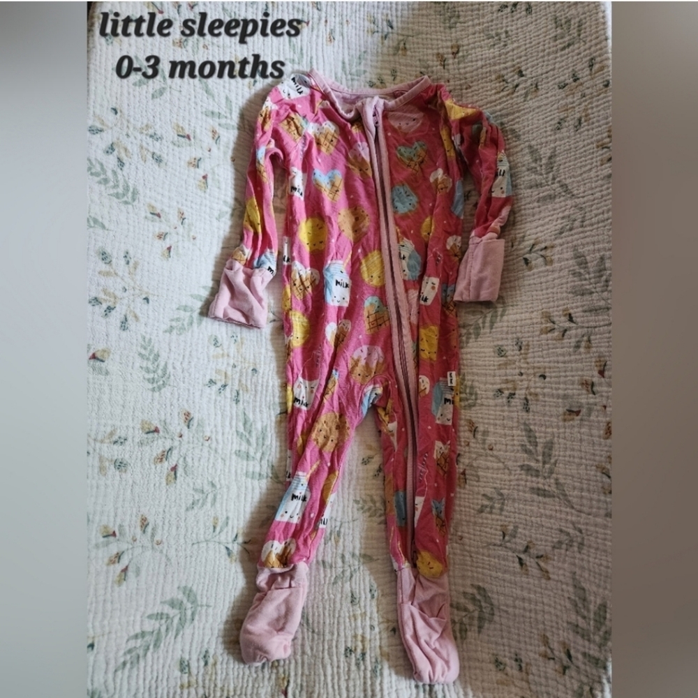 Little Sleepies 0-3 Month Long Sleeve Zipper Pajamas